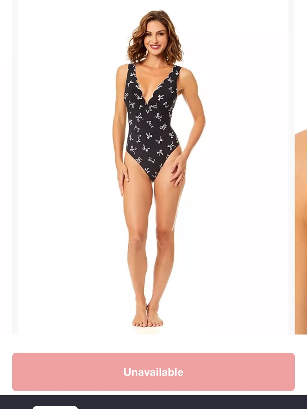 CeCe Black One-Piece Swimsuit with White Bow Print